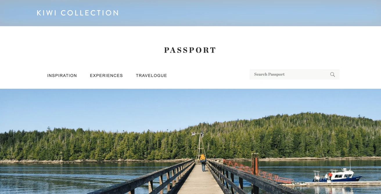 Screenshot of the Kiwi Collection site