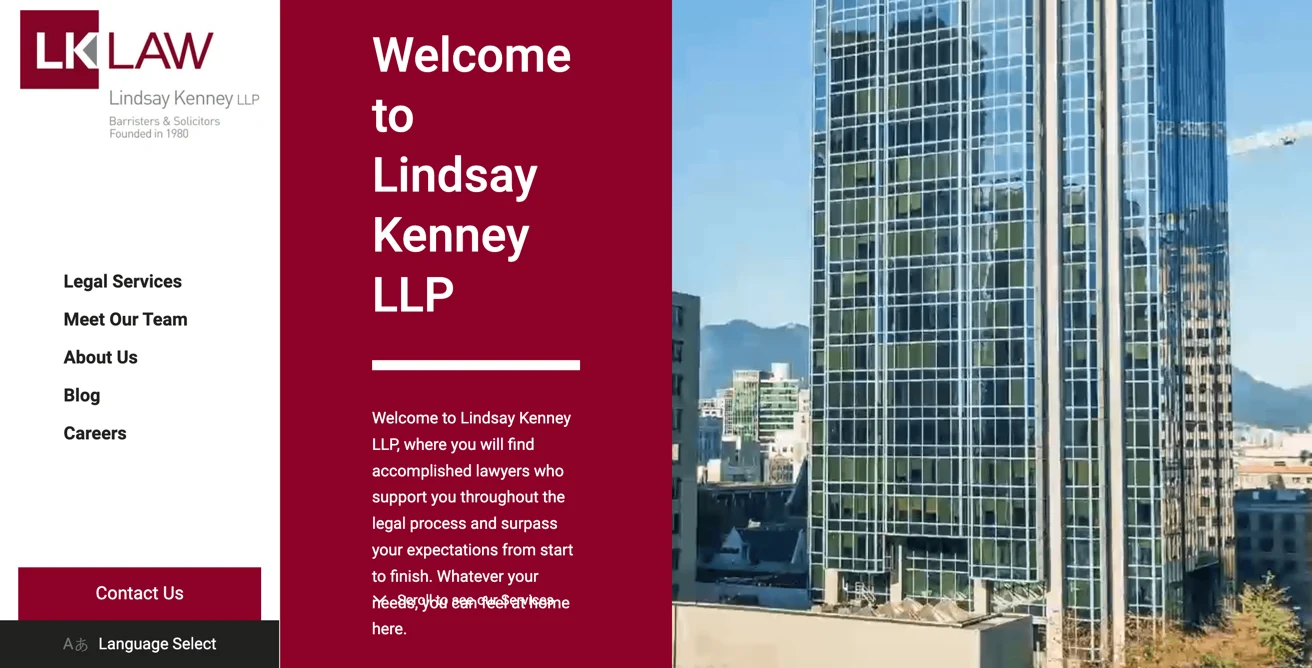 Screenshot of the LK LAW site
