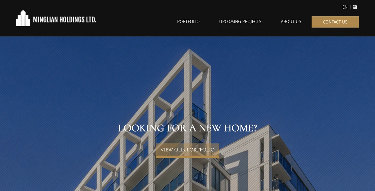 Screenshot of the Minglian Holdings Ltd. site