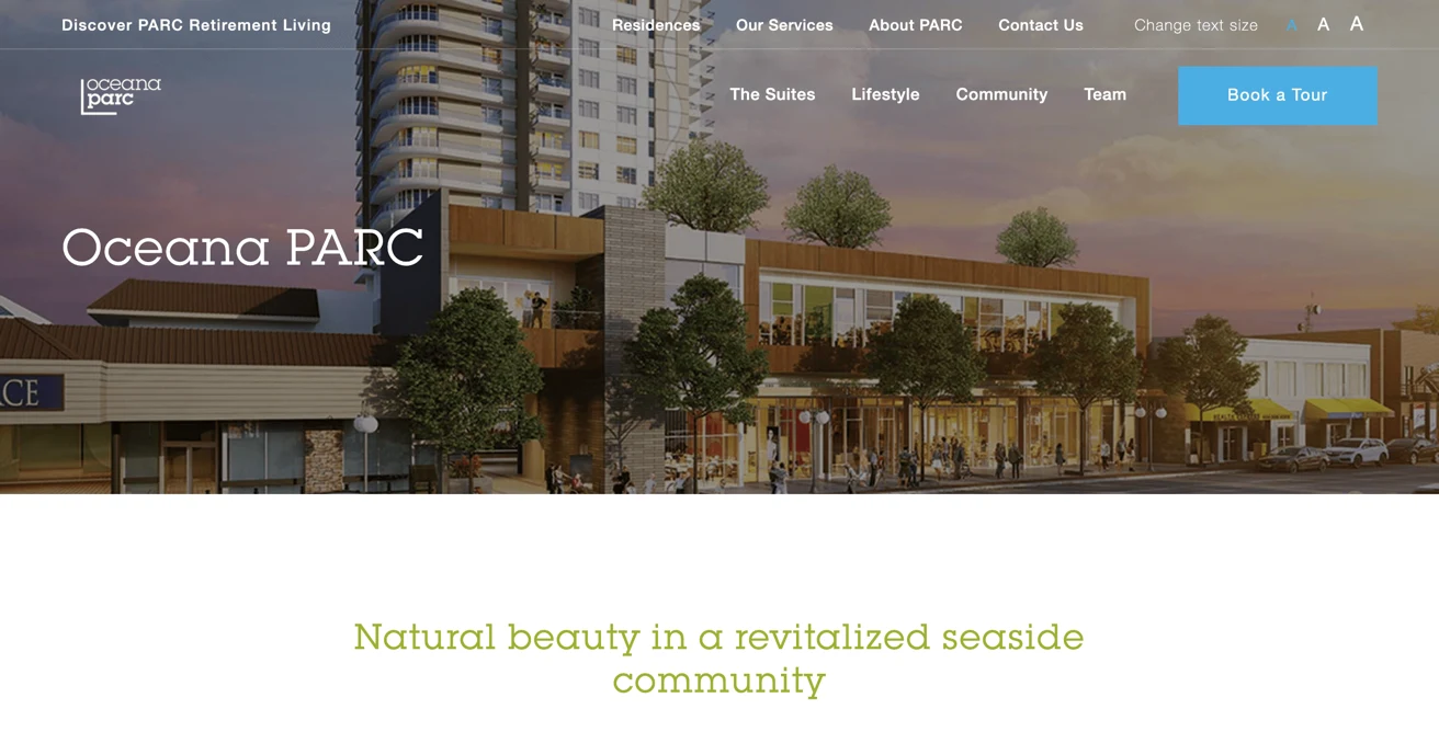 Screenshot of the Park Oceana site