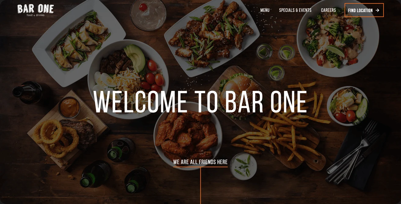 Screenshot of the Bar One site