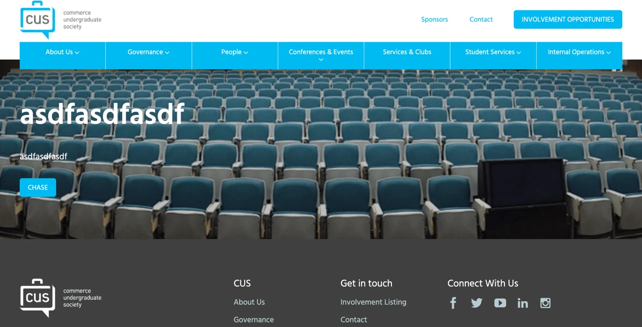 Screenshot of the Commerce Undergraduate Society site