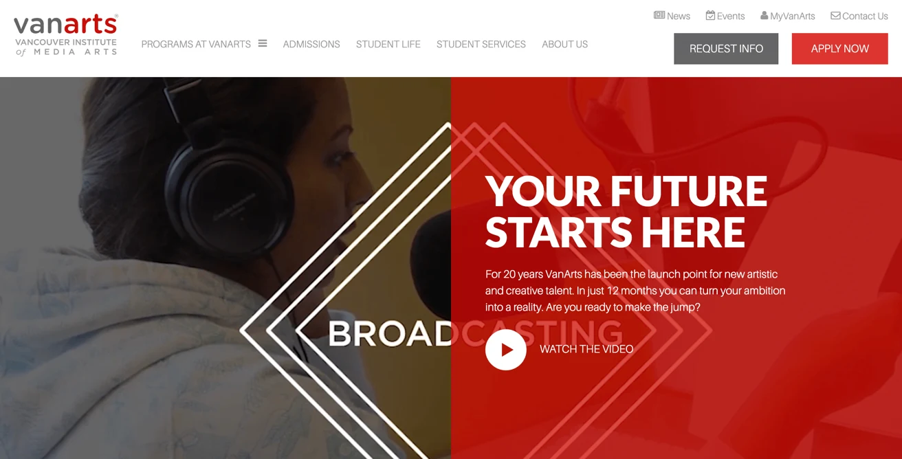 Screenshot of the Vanarts site