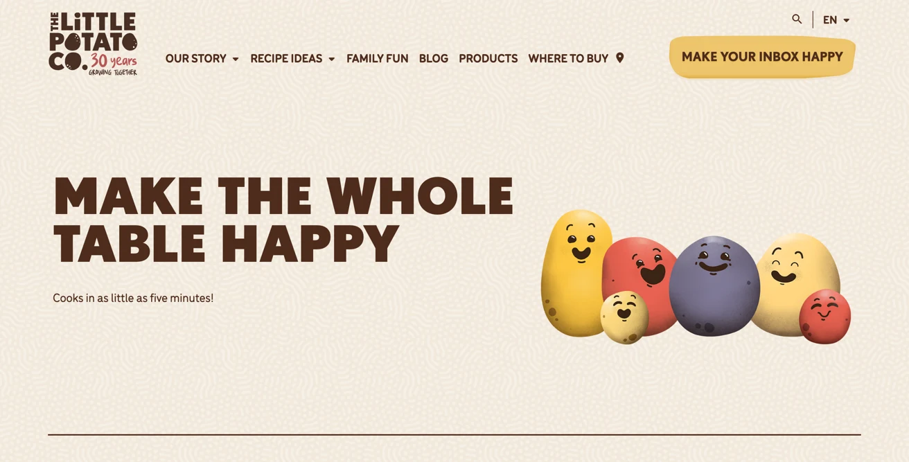 Screenshot of the Little Potato Company site