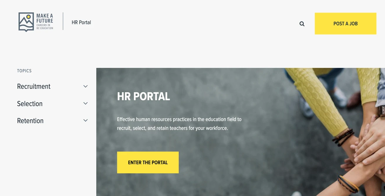 Screenshot of the Make a Future - HR Portal site