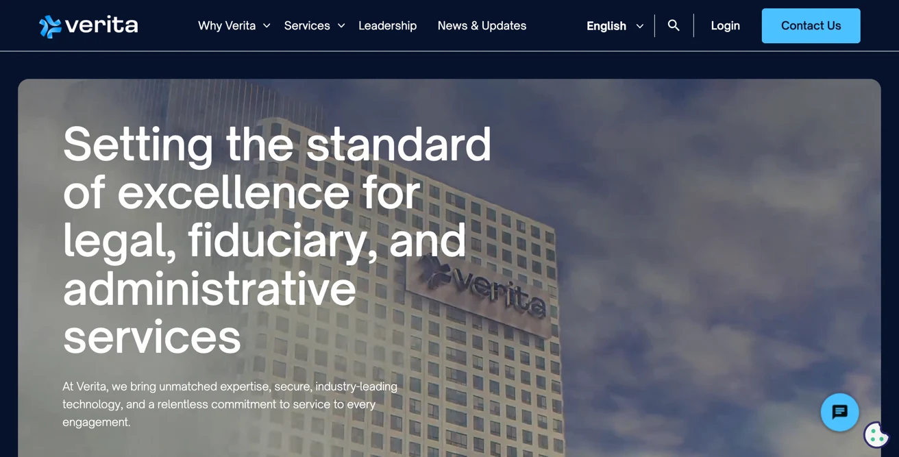 Screenshot of the Verita Global site